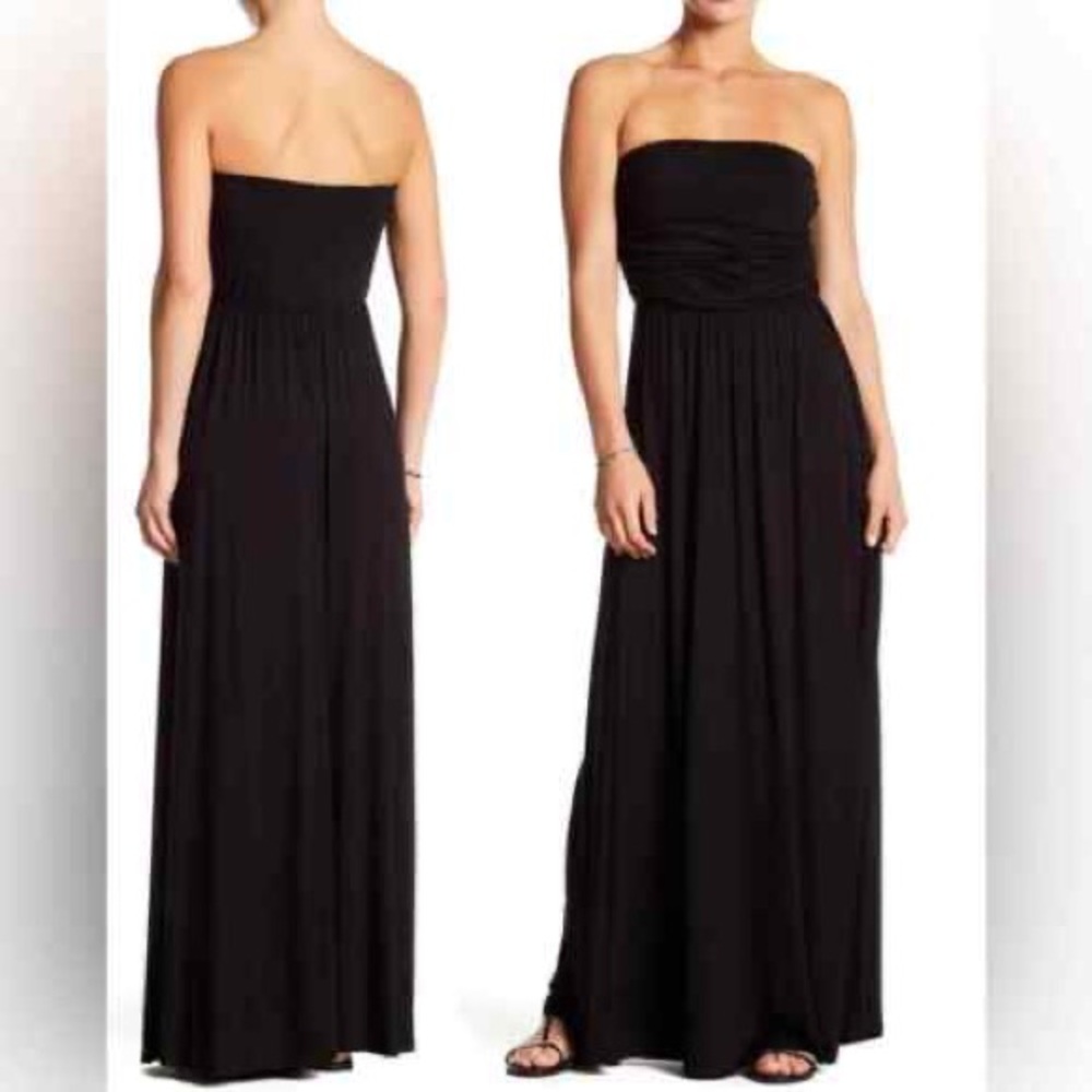 Bandeau west lei strapless black dress XS